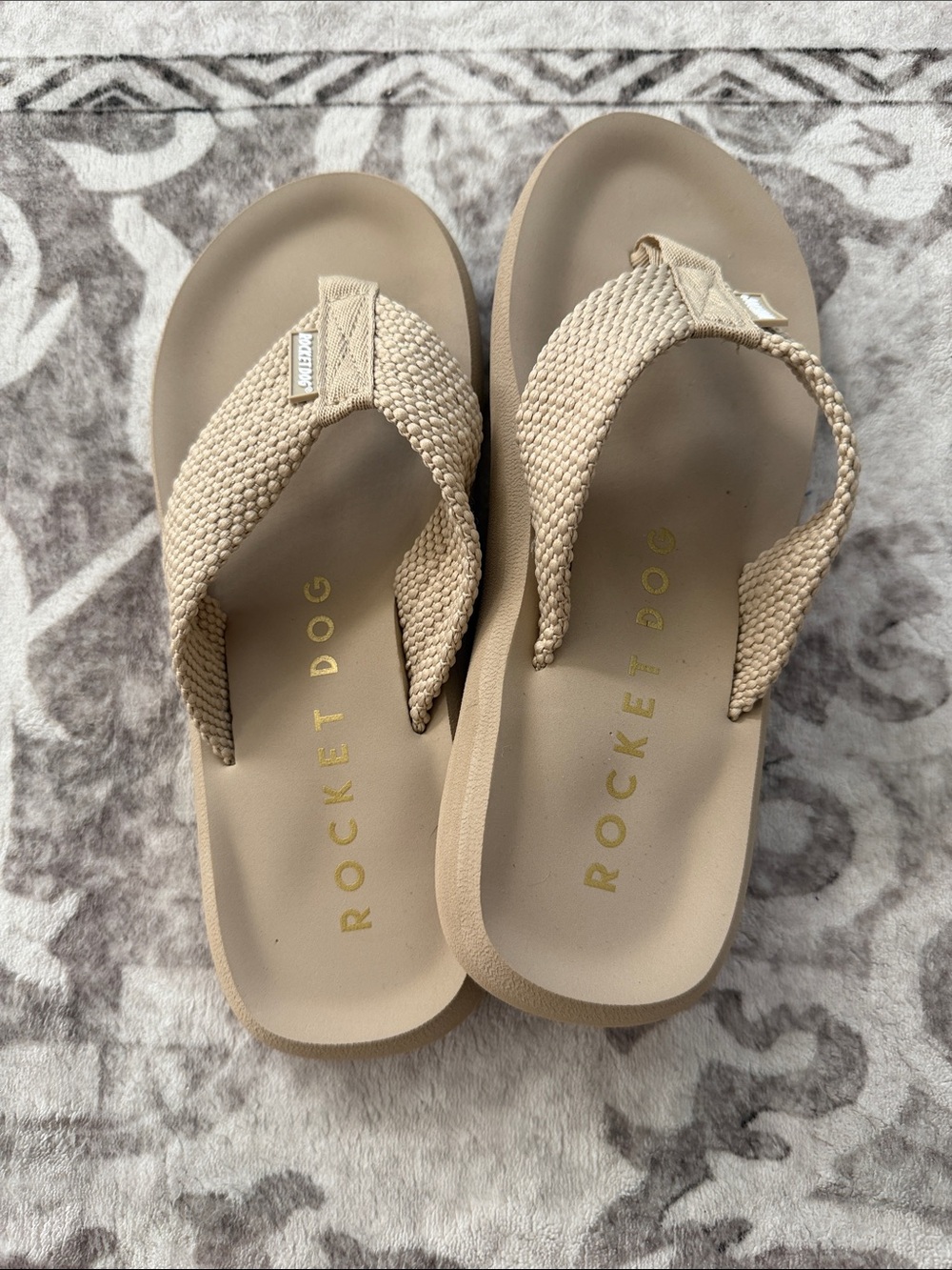 Rocket Dog Neutral Beige Braided Strap Flip Flops